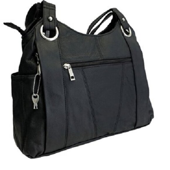 Roma Leather -Dual Zipper Moto Leather Concealment Tote 7008 SURVIVAL KIT! - Picture 5 of 7